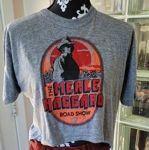 Vintage Merle Haggard Road Show Cropped T-Shirt Size Large